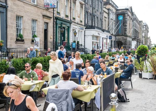 George Street closes to traffic during the Festival for outdoor dinning. Picture: Ian Georgeson