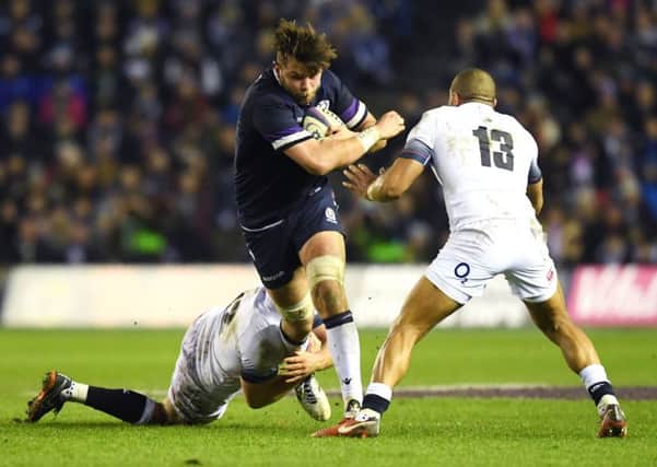 Scotland No.8 Ryan Wilson faces a disciplinary hearing today over alleged foul play against England. Pic: SNS