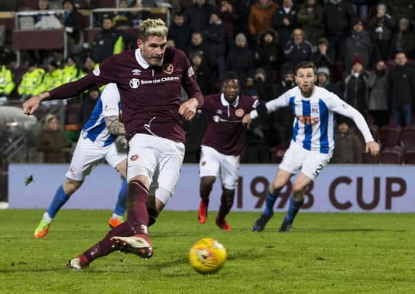 Hearts striker Kyle Lafferty missed a crucial penalty against Kilmarnock. Pic: SNS