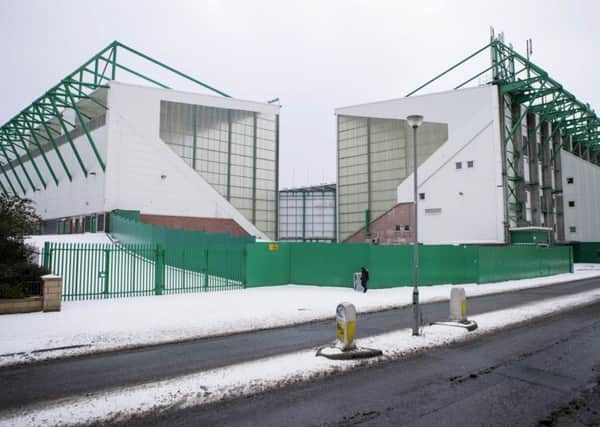 There will be no football at Easter Road tonight due to the snow. Pic: SNS