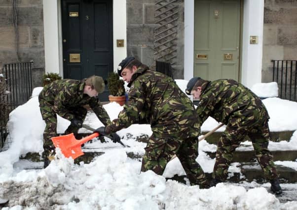 Army personnel from 1 SCOTS were deployed to clear snow from roads around the Royal Hospital for Sick Children, Edinburgh, in 2010