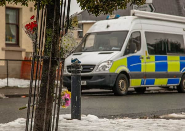 Police report to 45 and 47 Woodburn Road, Dalkeith following the murder of John Lynch on Saturday 3/3/18. Pic taken 5/3/18