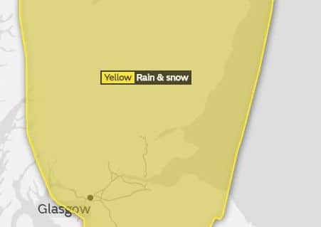The Met Office has issued a yellow weather warning for snow and rain