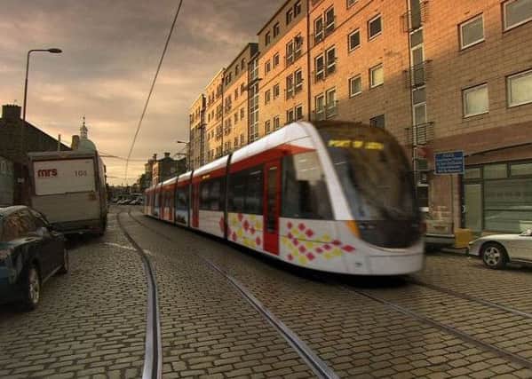 An artist's impression shows how a tram would look travelling along Constitution Street