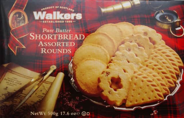 Walkers Shortbread use different branding from traditional tartan overseas