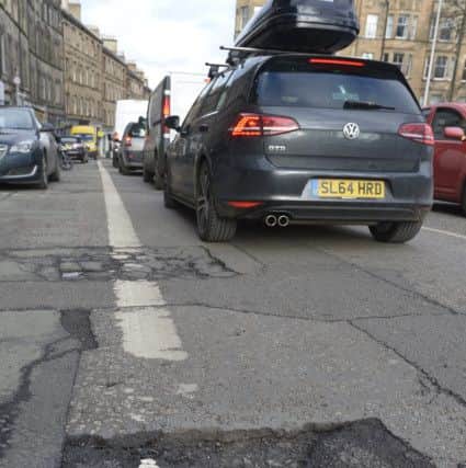 Potholes at  Bruntsfield Place in Edinburgh