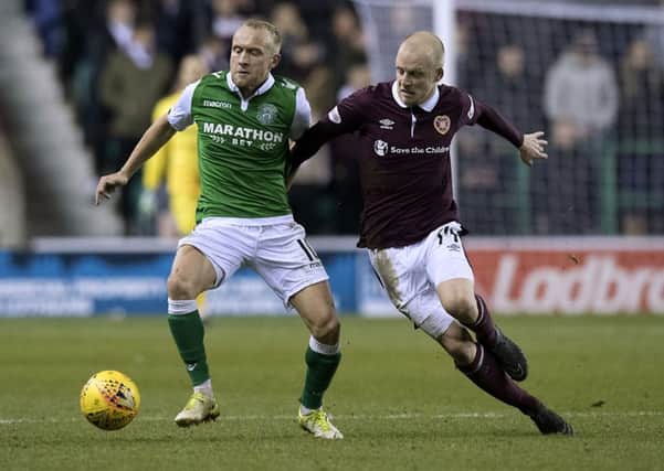 Hibs midfielder Dylan McGeouch, left, has been picked for the Scotland squad. Pic: SNS