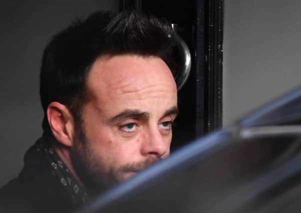 Ant McPartlin leaves a house in west London after he was interviewed by police. Suzuki have axed their advertising deal with the ITV presenter and fellow host Declan Donnelly. Picture:: PA