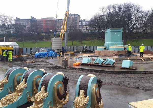 The revamped Ross Fountain has been painted in an eye-catching bluish-green and copper. Picture: TSPL