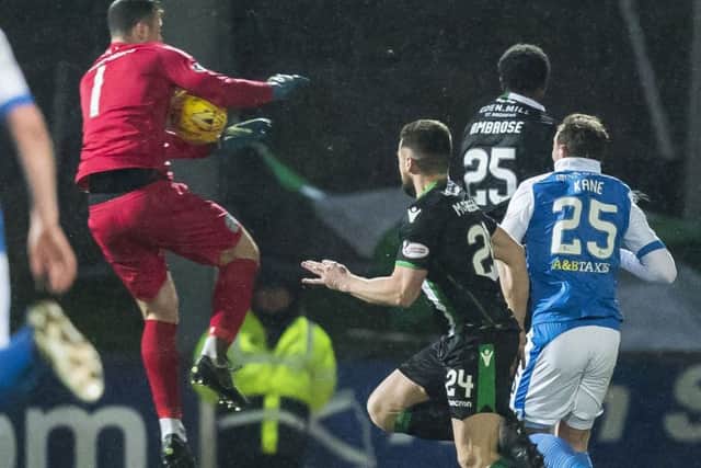 Hibs goalkeeper Ofir Marciano was red-carded in the first half