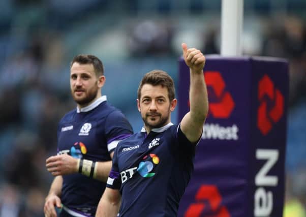 Greig Laidlaw celebrates Scotland's victory. Picture: Paolo Bruno/Getty Images