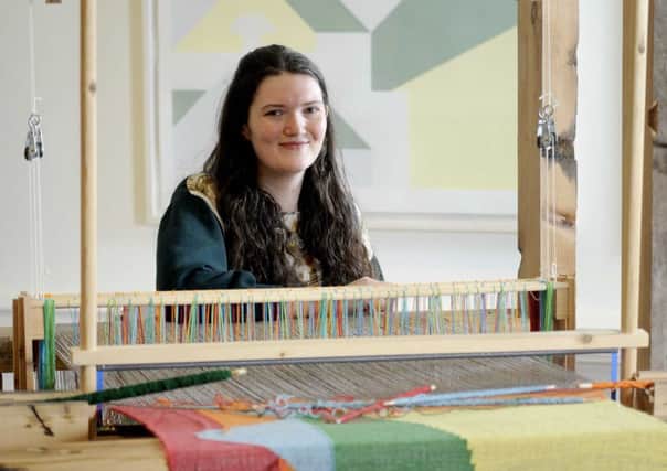 Rhona Jack built her own loom from discarded roof beams. Picture: Colin Hattersley