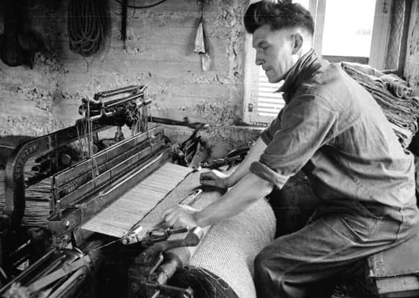 A crofter on  Lewis  weaving Harris tweed in September 1955.
 (Photo by Bert Hardy/Picture Post/Getty Images)