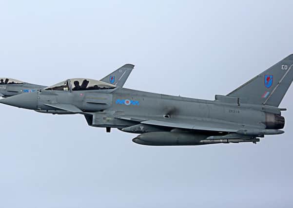 A Typhoon jet flew over the Capital this morning.