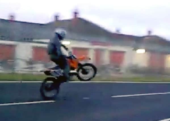 Stills from the video posted by Lee Ridgway of boy racers from Pilton riding motorbikes and quad bikes.