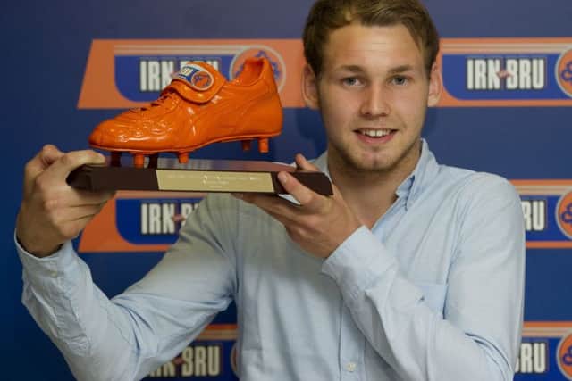 Boyle started off his career with Montrose, winning numerous accolades including this Irn-Bru Ginger Boot award in 2012. Pic: SNS