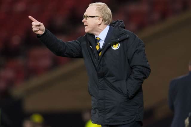 Scotland manager Alex McLeish gives instructions. Pic: SNS