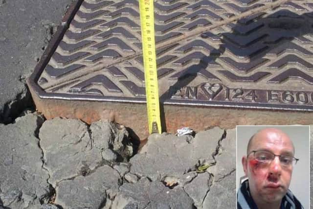 Andrew Slorance was left injured after a crash on this pothole