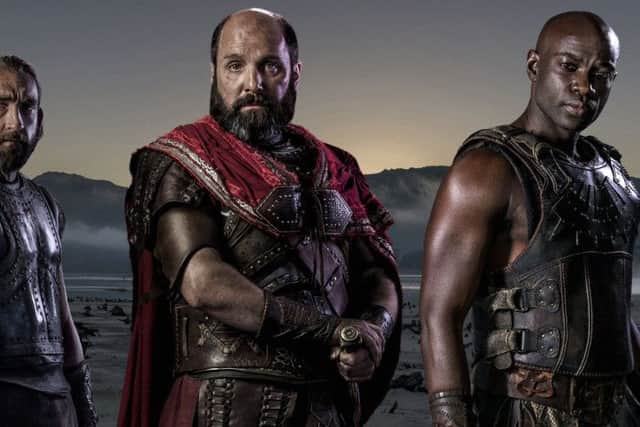After a terrible time with Agamemnon (centre) and Achilles (right) and a long journey home, at least Odysseus had a friendly dog to go home to (Picture: Graham Bartholomew)