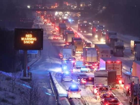 Hundreds of drivers were stranded overnight on the M80 on 28 February. Picture: PA