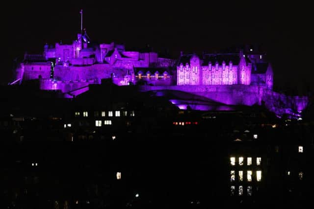 Edinburgh Castle lights up in support of campaigns