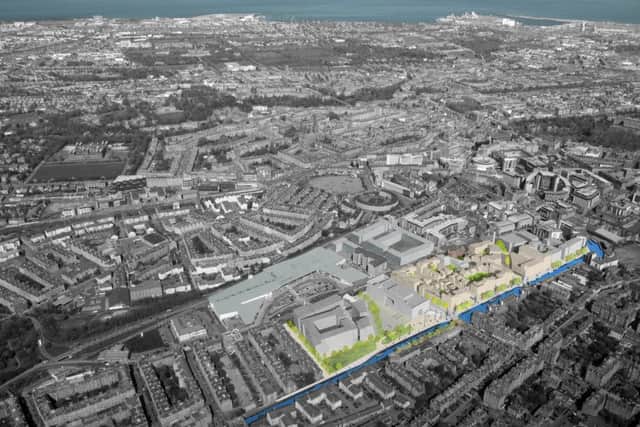 Artist's impression of the proposed EDI development at the former brewery site at Fountainbridge.