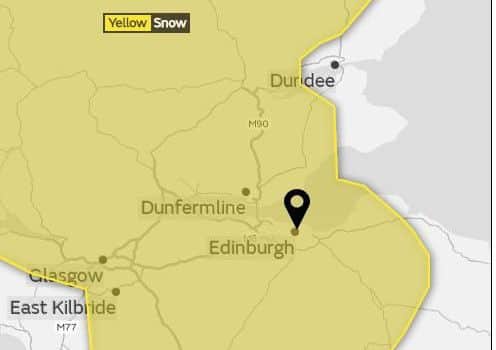The yellow warning in place from the Met Office.