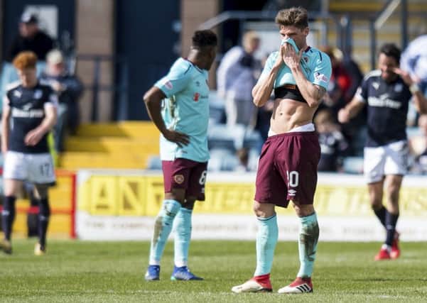 Ross Callachan and his Hearts team-mates let a lead slip away to Dundee last Sunday in the Premiership. Pic: SNS