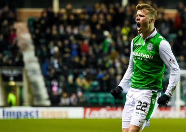 Flo Kamberi netted a hat-trick as Hibs defeated Hamilton 3-1 at Easter Road on Tuesday night. Picture: SNS Group
