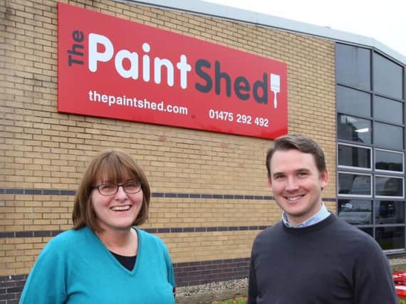 Helen Murray and Michael Rolland, branch manager and managing director of The Paint Shed Greenock.