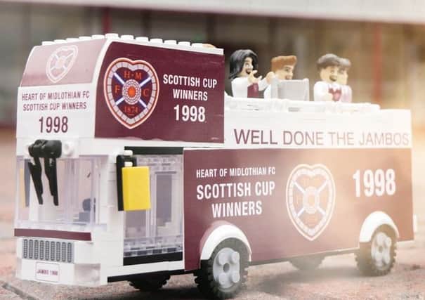 Hearts have launched the lego bus. Picture; Hearts Direct