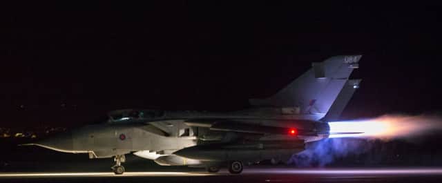 An RAF Tornado takes off to strike Syria. Picture: Cpl L Matthews/MoD via AP