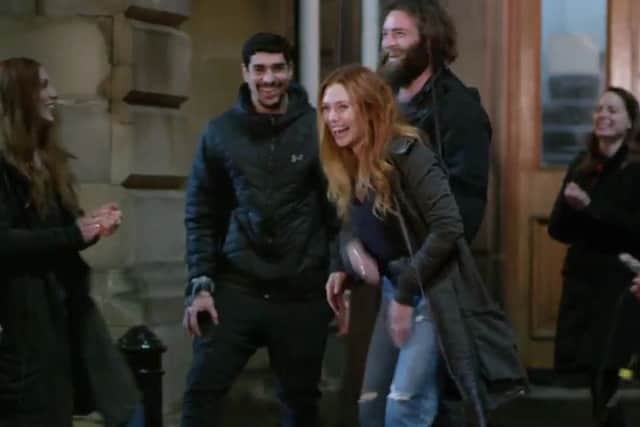 Elizabeth Olsen behind the scenes in Edinburgh