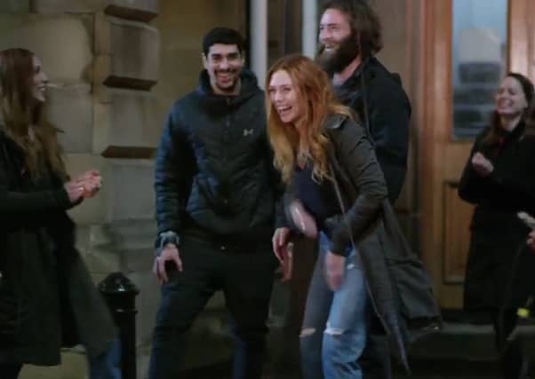 Elizabeth Olsen behind the scenes in Edinburgh