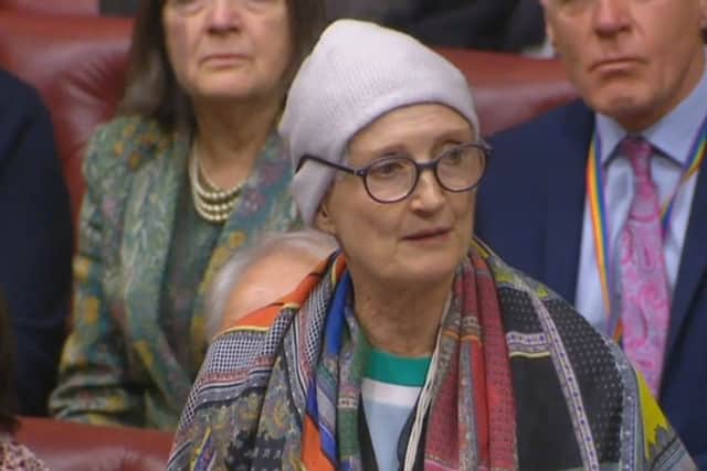 Dame Tessa Jowell speaking in the House of Lords in London, she was diagnosed last May