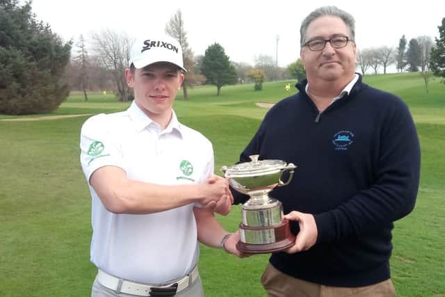 Winner Kieran Cantley with Craigmillar Park captain John Hall