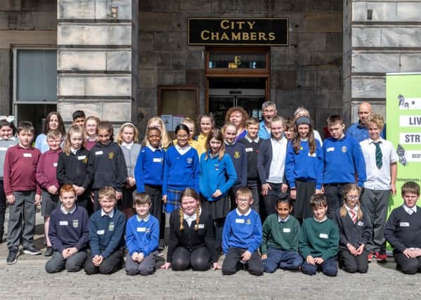 Junior road safety officers from Edinburgh schools visit the City Chambers