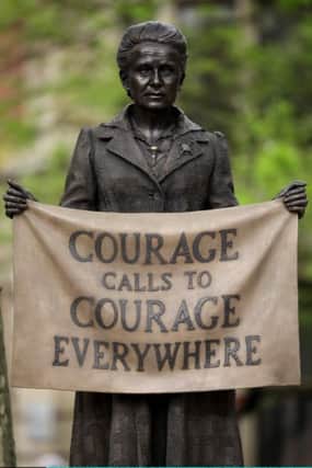 The statue of women's suffragist leader Millicent Fawcett is the first monument of a woman and the first designed by a woman, Turner Prize-winning artist Gillian Wearing OBE, to take a place in parliament Square. (Photo by Dan Kitwood/Getty Images)