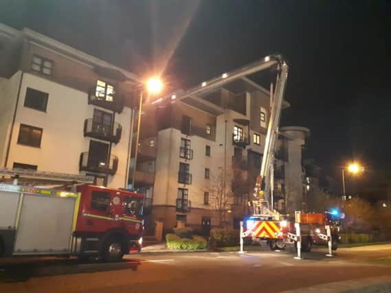 The fire broke out at a top floor property at Ocean Way, Leith.