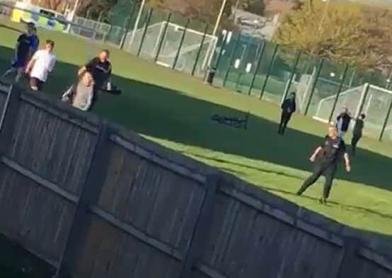 Officers got involved in a kickabout with some youngsters. Picture; screengrab