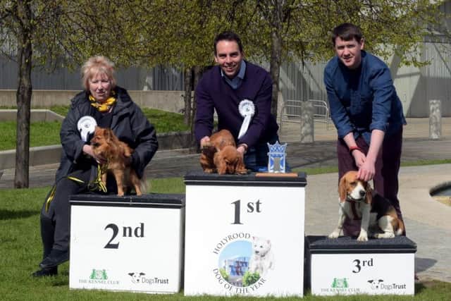Holyrood Dog of the Year 2018 - Winner - Maurice Golden and Leo the Cocker Spaniel (West of Scotland), 2nd - Christine Grahame and Chloe, 3rd - 
Mark Griffin and Alfie the Beagle (Central Scotland)