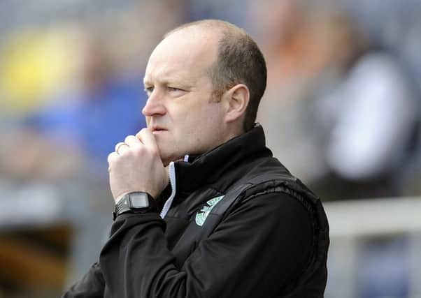 Grant Scott watches on during Hibs Ladies' win over Glasgow City last weekend. Pic: Michael Gillen