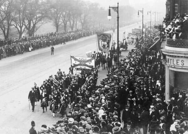 1909 Suffragettes  march down Princes Street.