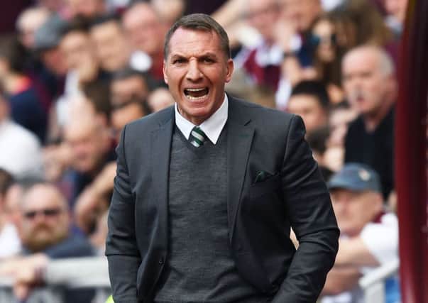Brendan Rodgers complained that the grass at Tynecastle was too long. Picture: SNS.