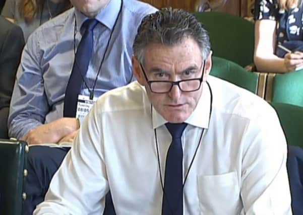 Ross McEwan, RBS Chief Executive giving evidence to the Scottish Affairs Committee on the banks plans to close more than 50 branches in Scotland. Picture; PA