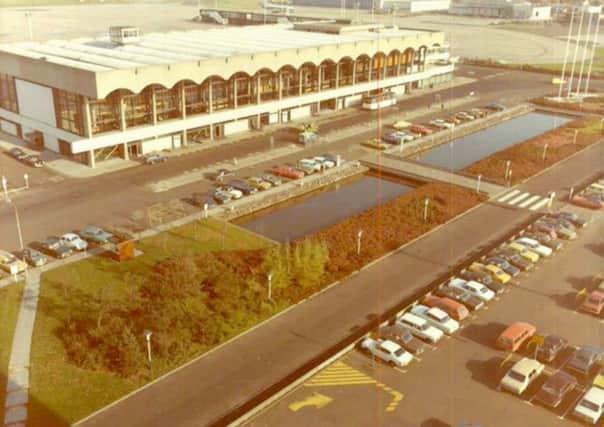 The Glasgow Airport terminal was designed by  Sir Basil Spence and featured two ponds outside the main entrance. PIC: Contributed.