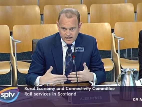 ScotRail Alliance managing director Alex Hynes being questioned by MSPs today. Picture: Scottish Pparliament