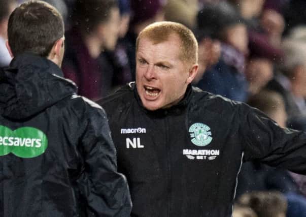 Neil Lennon remonstrates with the fourth official on Wednesday night
