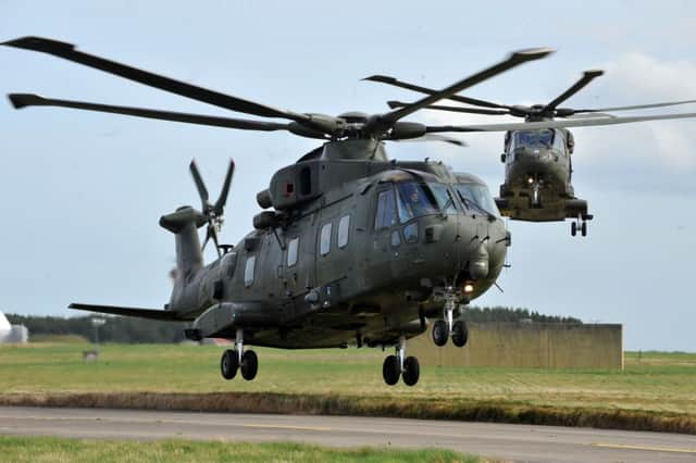 Military helicopters were spotted over Edinburgh on Wednesday.