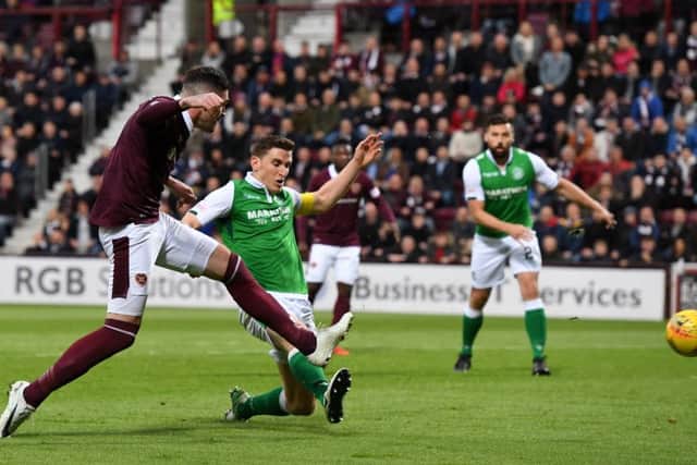 Kyle Lafferty put Hearts ahead in the first half